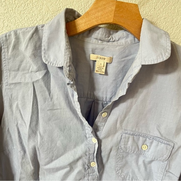 J. Crew Light Blue Chambray Casual 3/4 Button Down Shirt Lightweight 100% Cotton - Picture 3 of 8